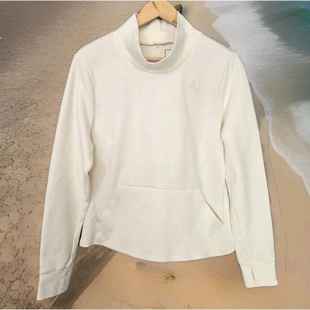 The North Face City Standard Double Knit Funnel Jersey Sweater Women's L Cream